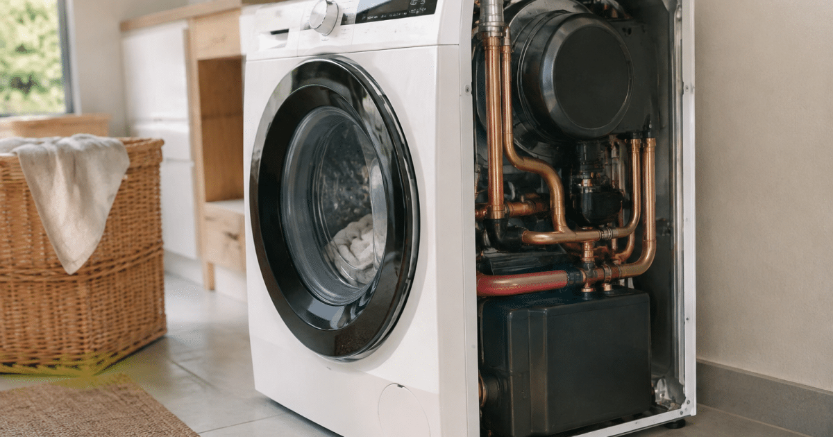 Machine a linge avec systeme de pompe a chaleur integree