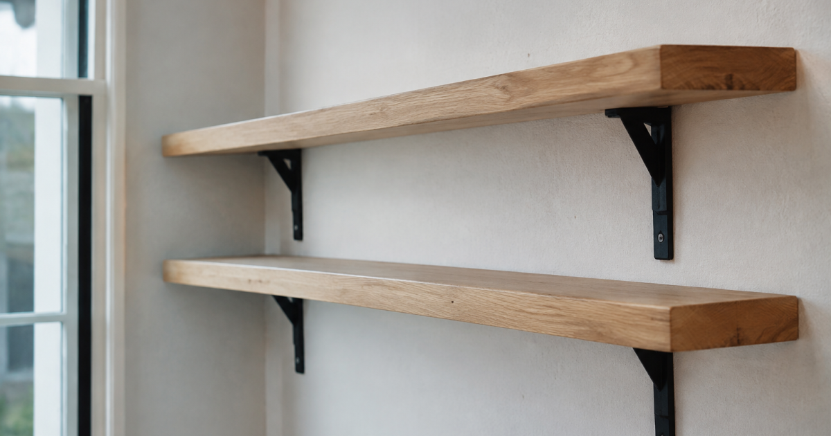Planches fixees horizontalement contre le mur