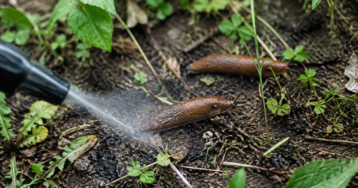 Vaporisation de liquide sur limaces molles au sol
